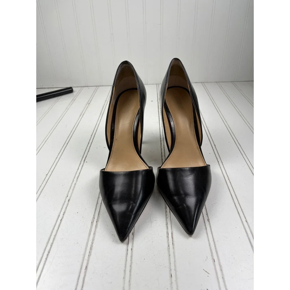 Michael Kors Black Leather Pointed Toe DOrsay Stiletto Pumps Women's Size 10M